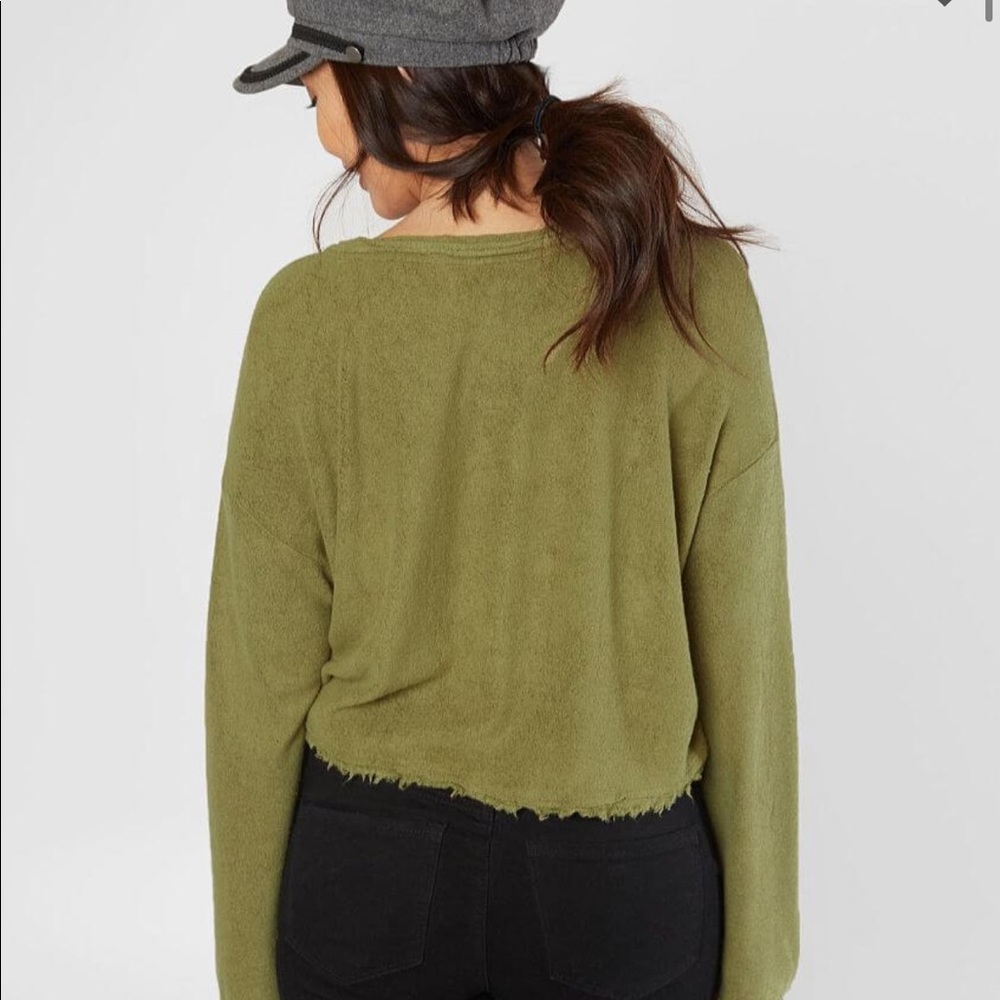 Free People Emma’s Henley Raw Hem Dirty Martini - Picture 2 of 5
